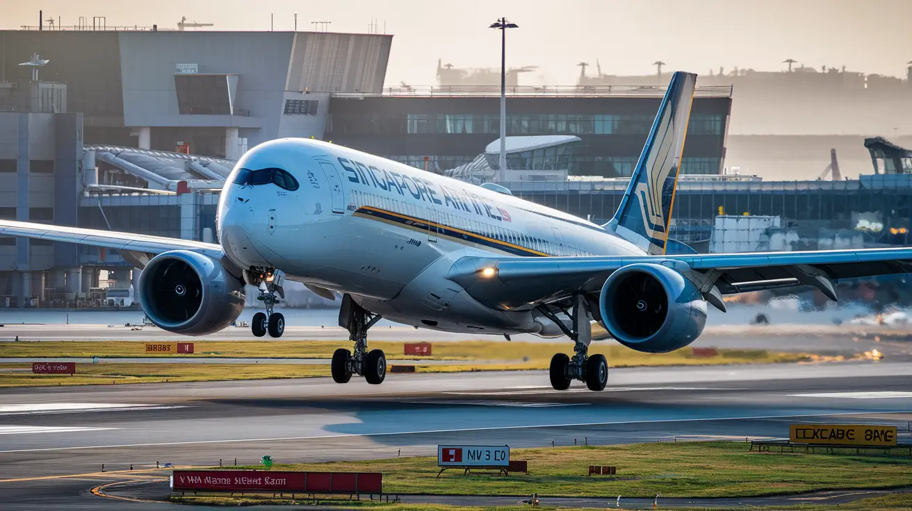 Ein Airbus A350 von Singapore Airlines startet von einem Flughafen